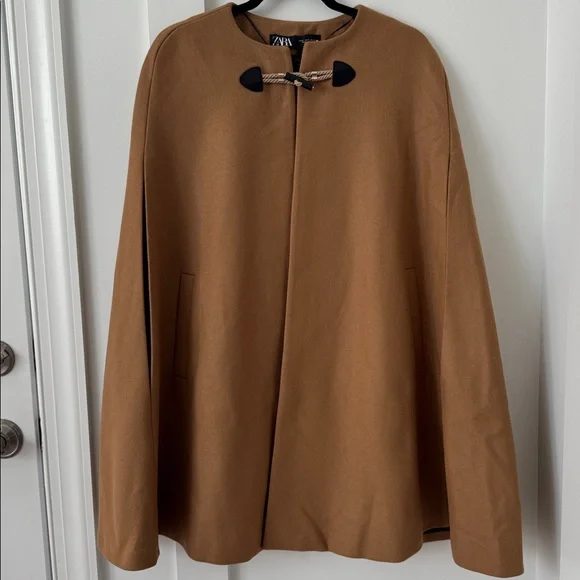 Zara Manteco Camel Cape Size S - Picture 2 of 14